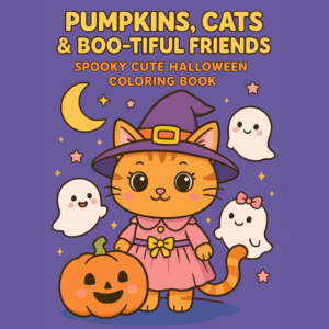 Halloween Coloring Book Pages - Instant Download PDF - Cute Pumpkins, Cats, Ghosts and More